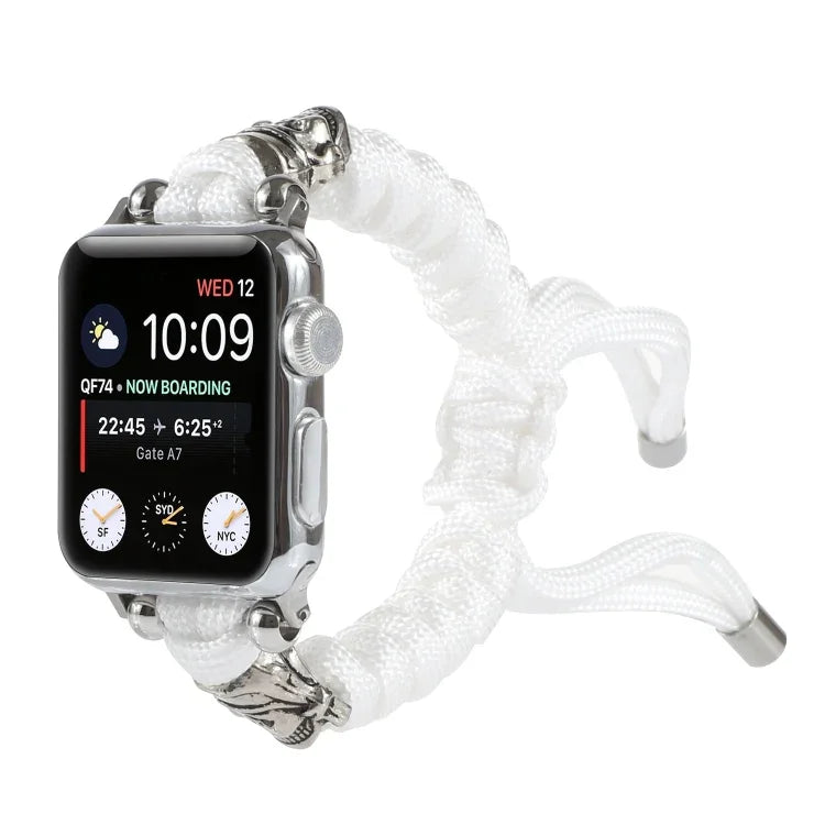 Skull Umbrella Cord Braided Watch Strap, For Apple Watch Ultra 49mm / Series 8&7 45mm / SE 2&6&SE&5&4 44mm / 3&2&1 42mm, For Apple Watch Series 8&7 41mm / SE 2&6&SE&5&4 40mm / 3&2&1 38mm                                                                  ...