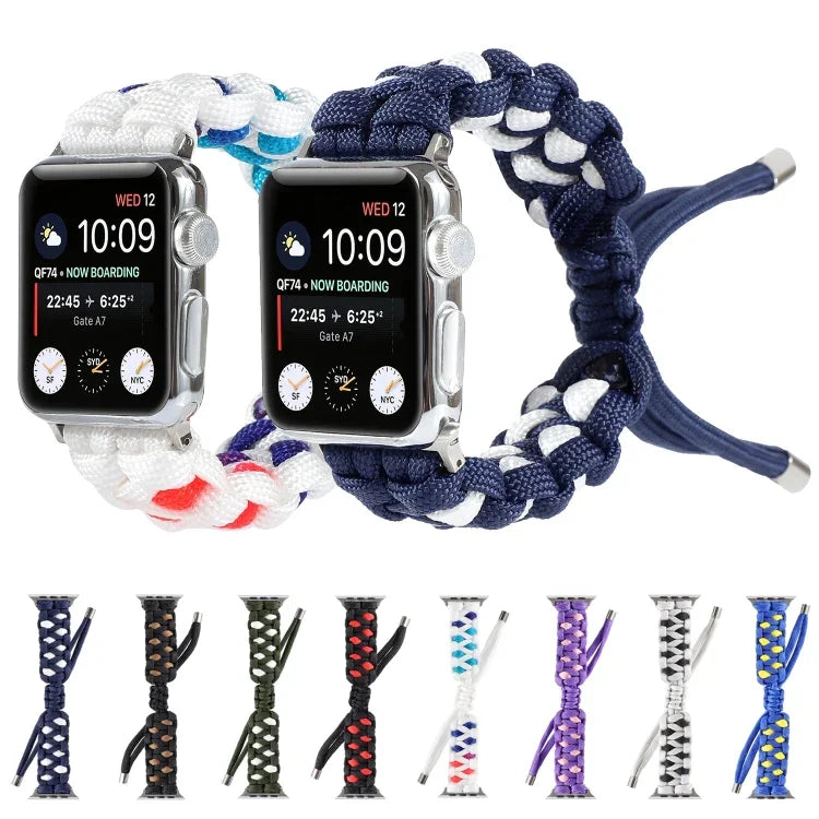 Geflochtenes Paracord Uhrenarmband, Für Apple Watch Ultra 49mm / Series 8&7 45mm / SE 2&6&SE&5&4 44mm / 3&2&1 42mm, Für Apple Watch Series 8&7 41mm / SE 2&6&SE&5&4 40mm / 3&2&1 38mm, Für Apple Watch Series 7 45mm / 6 & SE & 5 & 4 44mm / 3 & 2 & 1 42mm