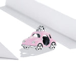 S925 Sterling Silber Rosa Auto Perlen DIY Armband Halskette Accessoires, Rosa Auto