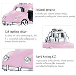S925 Sterling Silber Rosa Auto Perlen DIY Armband Halskette Accessoires, Rosa Auto