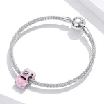 S925 Sterling Silber Rosa Auto Perlen DIY Armband Halskette Accessoires, Rosa Auto