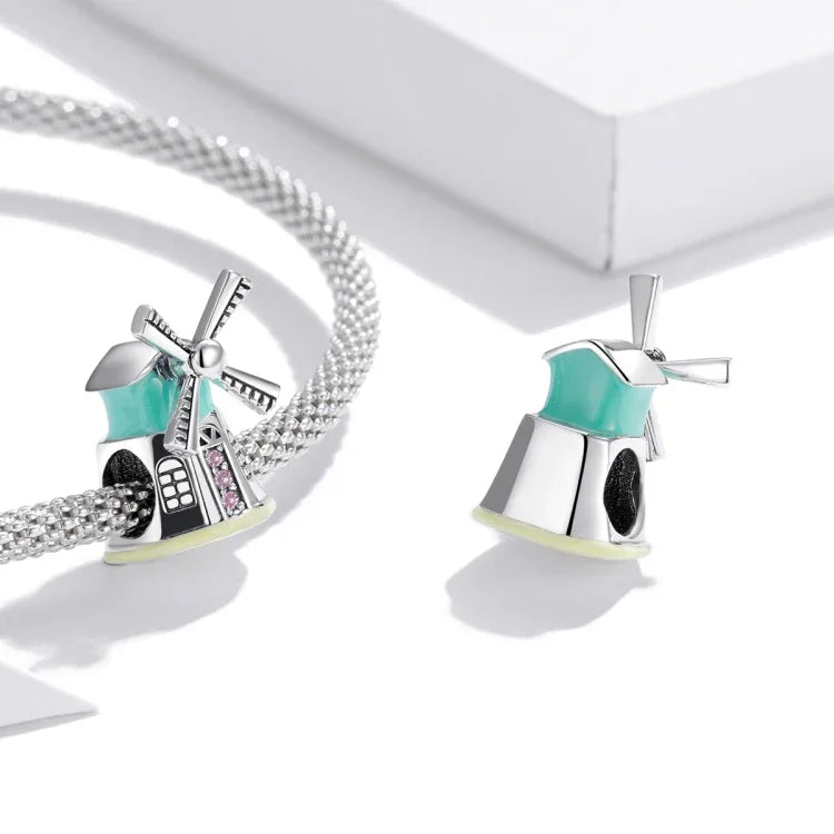 S925 Sterling Silber Perlen für DIY-Armbänder und Halsketten, Holländische Windmühlen