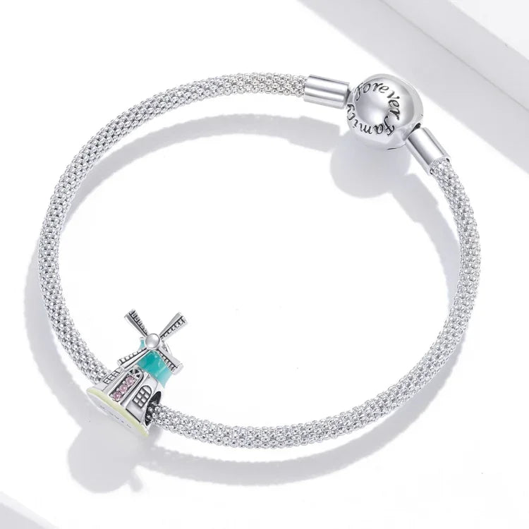 S925 Sterling Silber Perlen für DIY-Armbänder und Halsketten, Holländische Windmühlen
