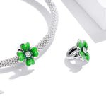 Glücksklee-Perlen aus 925er Sterlingsilber, DIY-Armband- und Halskettenzubehör, Glücksklee