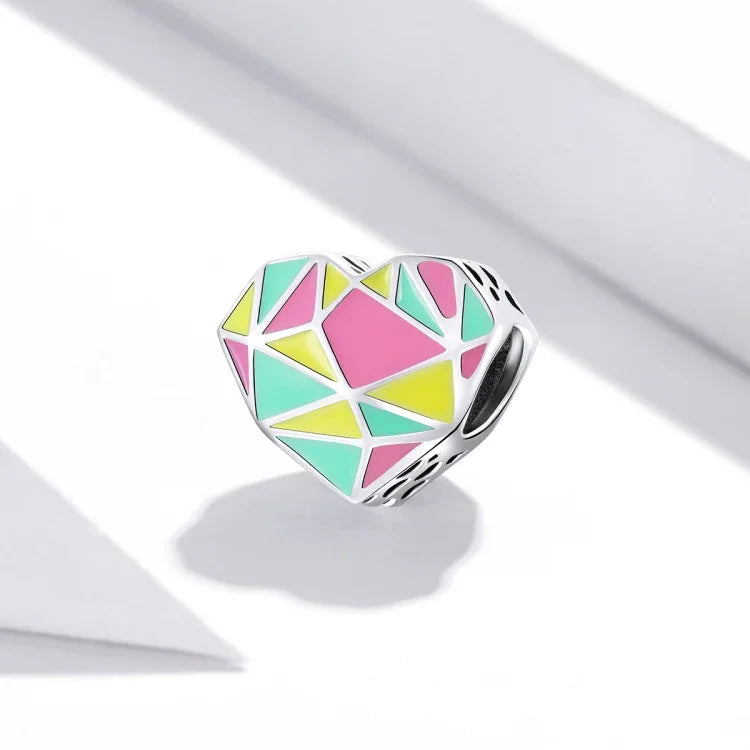 Herzförmige Perlen aus 925er Sterlingsilber, DIY-Armband- und Halskettenzubehör, Herzförmige Geometrie