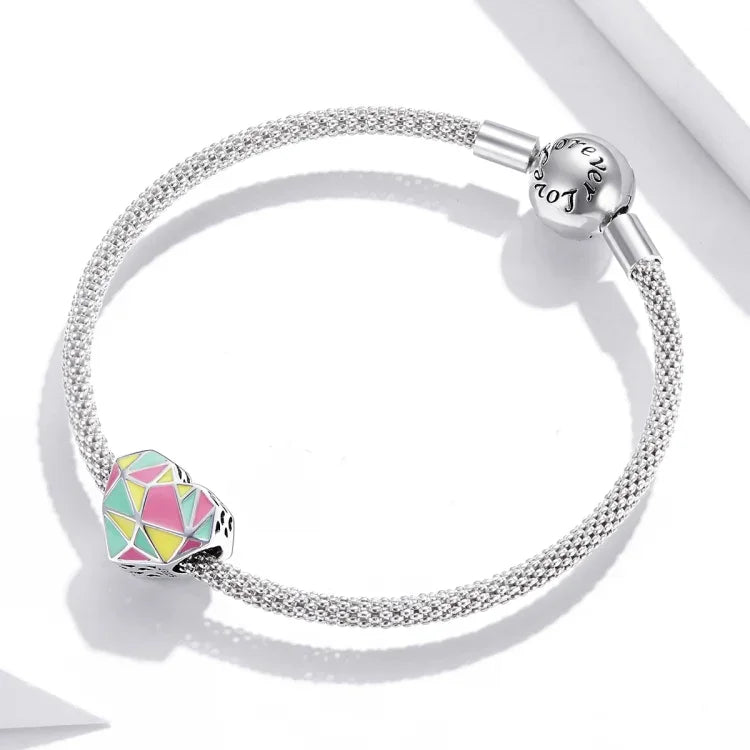 Herzförmige Perlen aus 925er Sterlingsilber, DIY-Armband- und Halskettenzubehör, Herzförmige Geometrie