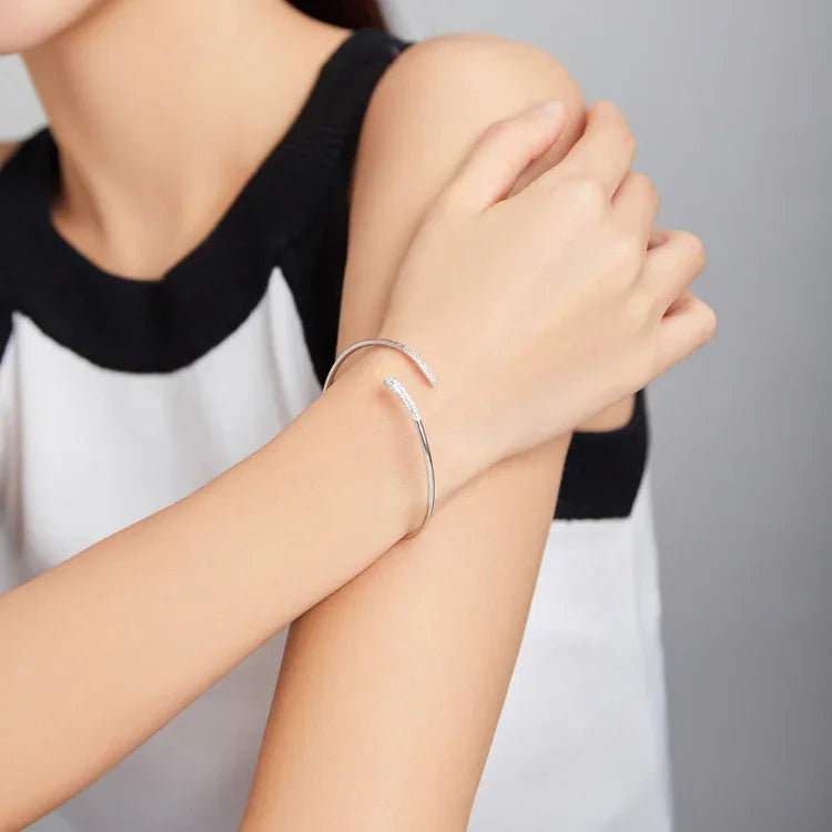 Schlangenarmband aus 925er Sterlingsilber, offen, Damenschmuck, Schlange