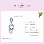 Niedlicher Katzenanhänger aus 925er Sterlingsilber, DIY-Armband- und Halskettenzubehör, Katze