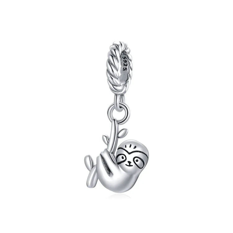 Niedlicher Faultier-Anhänger aus 925er Sterlingsilber, DIY-Armband- und Halskettenzubehör, kleines Faultier