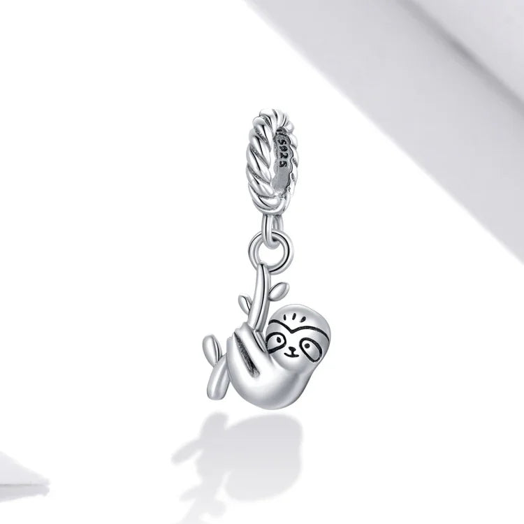 Niedlicher Faultier-Anhänger aus 925er Sterlingsilber, DIY-Armband- und Halskettenzubehör, kleines Faultier
