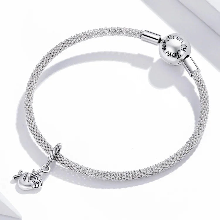 Niedlicher Faultier-Anhänger aus 925er Sterlingsilber, DIY-Armband- und Halskettenzubehör, kleines Faultier