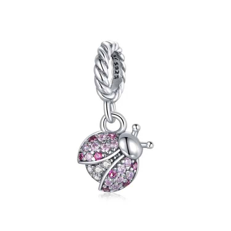 Marienkäfer-Anhänger aus 925er Sterlingsilber, DIY-Armband- und Halskettenzubehör, Marienkäfer