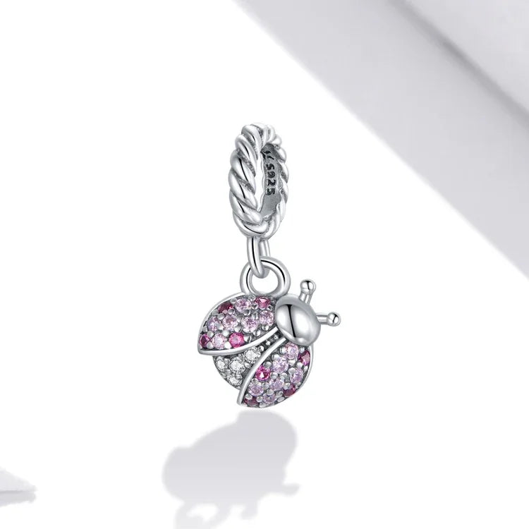 Marienkäfer-Anhänger aus 925er Sterlingsilber, DIY-Armband- und Halskettenzubehör, Marienkäfer