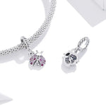 Marienkäfer-Anhänger aus 925er Sterlingsilber, DIY-Armband- und Halskettenzubehör, Marienkäfer