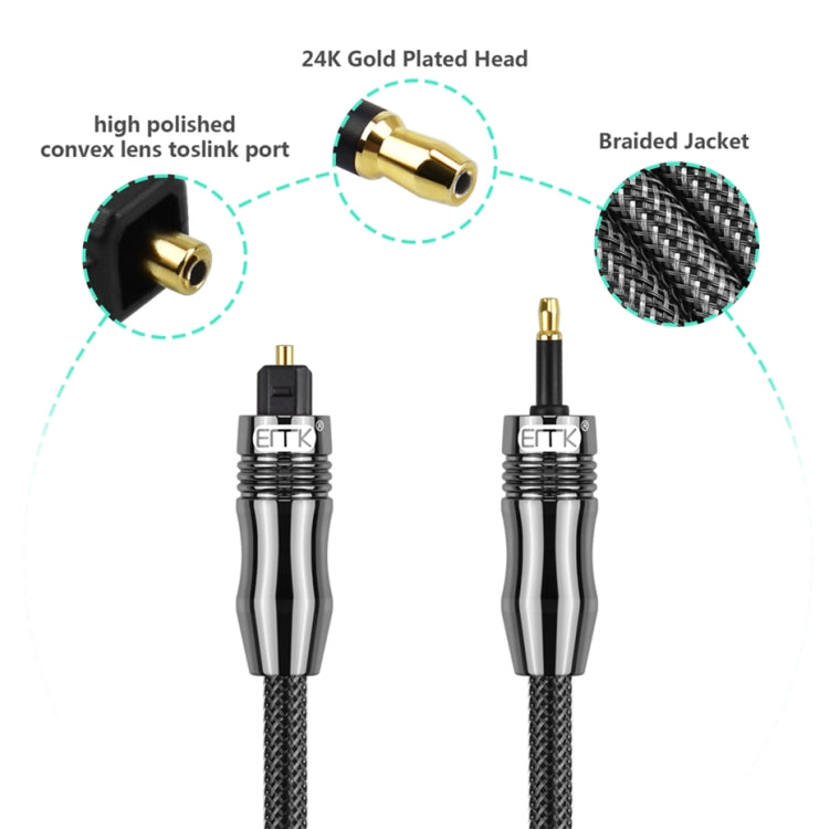 EMK OD1.0mm 3,5mm Digitaler Sound Toslink zu Mini Toslink Digitales optisches Audiokabel, 1m, 1,5m, 2m, 3m, 5m