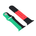 Schwarze Unity Silikon-Sportarmbänder als Ersatz für Apple Watch Series 6, SE, 5 und 4 (40 mm) sowie 3, 2 und 1 (38 mm) und Apple Watch (40 mm/38 mm).