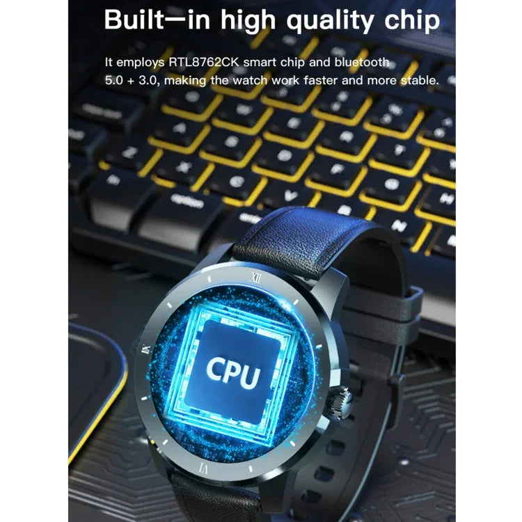 MX12 Smartwatch mit 1,3-Zoll-IPS-Farbdisplay, IP68 wasserdicht, unterstützt Bluetooth-Anrufe, Schlafüberwachung und Herzfrequenzmessung, Edelstahlarmband