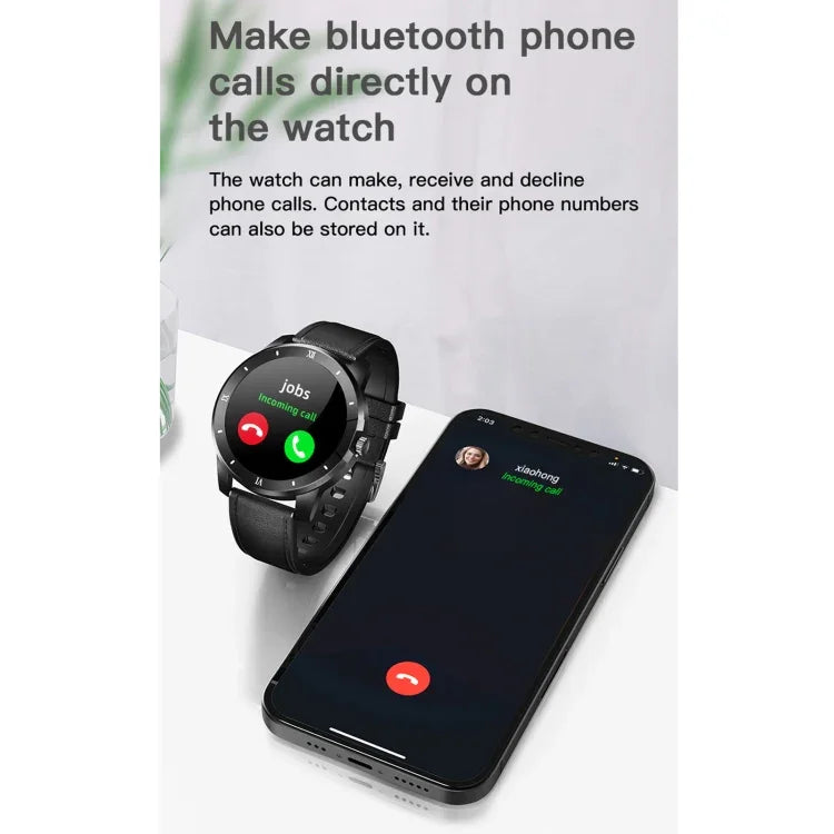 MX12 Smartwatch mit 1,3-Zoll-IPS-Farbdisplay, IP68 wasserdicht, unterstützt Bluetooth-Anrufe, Schlafüberwachung und Herzfrequenzmessung, Edelstahlarmband