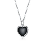 Schwarze Herz-Halskette für Damen aus 925er Sterlingsilber