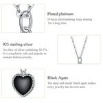 Schwarze Herz-Halskette für Damen aus 925er Sterlingsilber