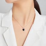 Schwarze Herz-Halskette für Damen aus 925er Sterlingsilber