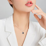 Schwarze Herz-Halskette für Damen aus 925er Sterlingsilber