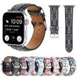 Armband aus bedrucktem Leder im Ethno-Stil mit Marmormuster für Apple Watch Series 6 &amp; SE &amp; 5 &amp; 4 (44 mm) / 3 &amp; 2 &amp; 1 (42 mm), 5 &amp; 4 (40 mm) / 3 &amp; 2 &amp; 1 (38 mm)