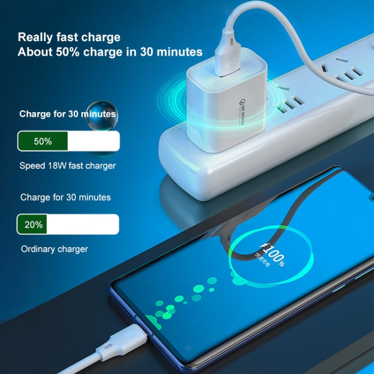 WK WP-U57 Max 18W Maxspeed QC3.0 Schnellladegerät + USB auf 8-Pin-Datenkabel, US-Stecker, EU-Stecker