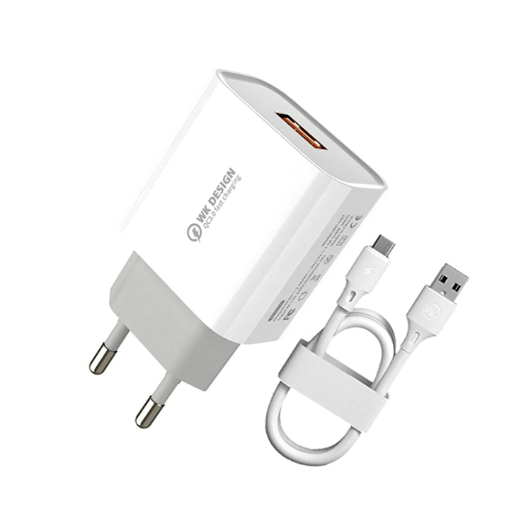 WK WP-U57 Max 18W Maxspeed QC3.0 Schnellladegerät + USB auf 8-Pin-Datenkabel, US-Stecker, EU-Stecker
