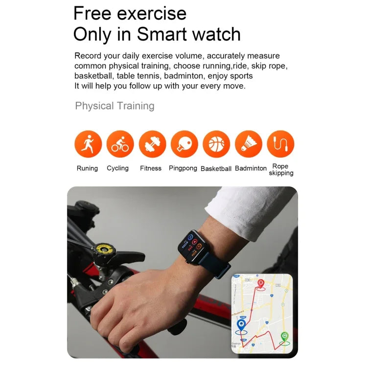 E86 Smartwatch mit 1,7-Zoll-TFT-Farbbildschirm, IP68 wasserdicht, unterstützt Blutsauerstoffmessung, Körpertemperaturmessung und KI-gestützte medizinische Diagnose, Ausführung: TPU-Armband, TPU-Armband (Blau), TPU-Armband (Schwarz), TPU-Armband (Rot)