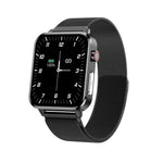E86 Smartwatch mit 1,7-Zoll-TFT-Farbbildschirm, IP68 wasserdicht, unterstützt Blutsauerstoffmessung, Körpertemperaturmessung und KI-gestützte medizinische Diagnose, Ausführung: Stahlarmband, Stahlarmband (Schwarz)