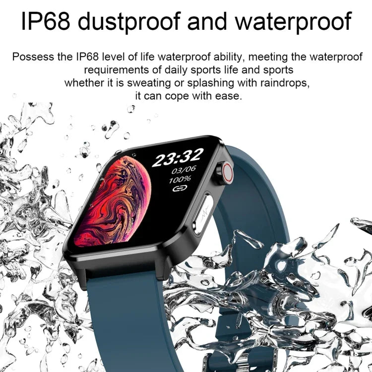 E86 Smartwatch mit 1,7-Zoll-TFT-Farbbildschirm, IP68 wasserdicht, unterstützt Blutsauerstoffmessung, Körpertemperaturmessung und KI-gestützte medizinische Diagnose, Ausführung: Stahlarmband, Stahlarmband (Schwarz)