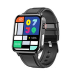 E86 Smartwatch mit 1,7-Zoll-TFT-Farbbildschirm, IP68 wasserdicht, unterstützt Blutsauerstoffmessung, Körpertemperaturmessung und KI-gestützte medizinische Diagnose; Ausführungen: Lederarmband, Lederarmband (schwarz), Lederarmband (braun)