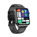 E86 Smartwatch mit 1,7-Zoll-TFT-Farbbildschirm, IP68 wasserdicht, unterstützt Blutsauerstoffmessung, Körpertemperaturmessung und KI-gestützte medizinische Diagnose; Ausführungen: Lederarmband, Lederarmband (schwarz), Lederarmband (braun)