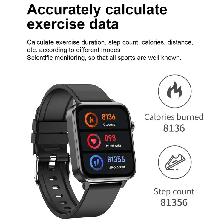 E86 Smartwatch mit 1,7-Zoll-TFT-Farbbildschirm, IP68 wasserdicht, unterstützt Blutsauerstoffmessung, Körpertemperaturmessung und KI-gestützte medizinische Diagnose; Ausführungen: Lederarmband, Lederarmband (schwarz), Lederarmband (braun)