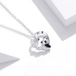 Herzförmige Panda-Damenhalskette aus 925er Sterlingsilber, Panda
