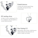 Herzförmige Panda-Damenhalskette aus 925er Sterlingsilber, Panda