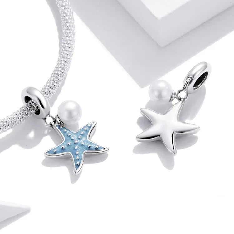 Seestern-Anhänger aus 925er Sterlingsilber, DIY-Armband- und Halskettenzubehör, Seestern