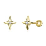 Ohrstecker mit goldenen Sternen aus 925er Sterlingsilber, Damenohrringe, Goldene Sterne
