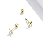 Ohrstecker mit goldenen Sternen aus 925er Sterlingsilber, Damenohrringe, Goldene Sterne