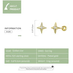 Ohrstecker mit goldenen Sternen aus 925er Sterlingsilber, Damenohrringe, Goldene Sterne