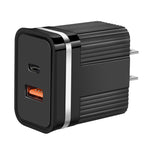 RSY USB + USB-C / Type-C Dual Port Schnelllade-Reiseladegerät, US-Stecker, EU-Stecker