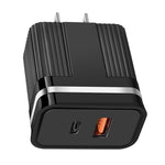 RSY USB + USB-C / Type-C Dual Port Schnelllade-Reiseladegerät, US-Stecker, EU-Stecker
