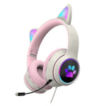 AKZ-022 USB + 3.5mm Anschluss Katzenohr Design Faltbares LED-Headset mit Mikrofon