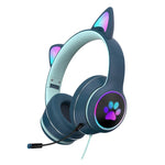 AKZ-022 USB + 3.5mm Anschluss Katzenohr Design Faltbares LED-Headset mit Mikrofon