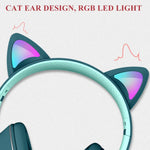 AKZ-022 USB + 3.5mm Anschluss Katzenohr Design Faltbares LED-Headset mit Mikrofon