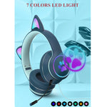 AKZ-022 USB + 3.5mm Anschluss Katzenohr Design Faltbares LED-Headset mit Mikrofon