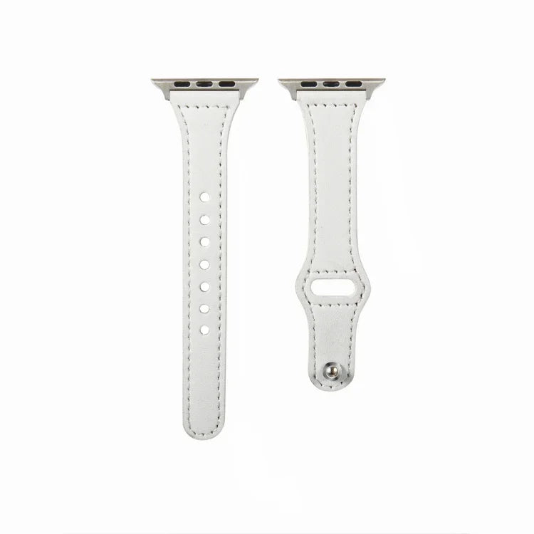 Universelles T-förmiges, dünnes Lederarmband mit umgekehrter Schnalle, für Apple Watch Ultra 49mm / Series 8&7 45mm / SE 2&6&SE&5&4 44mm / 3&2&1 42mm, für Apple Watch Series 8&7 41mm / SE 2&6&SE&5&4 40mm / 3&2&1 38mm