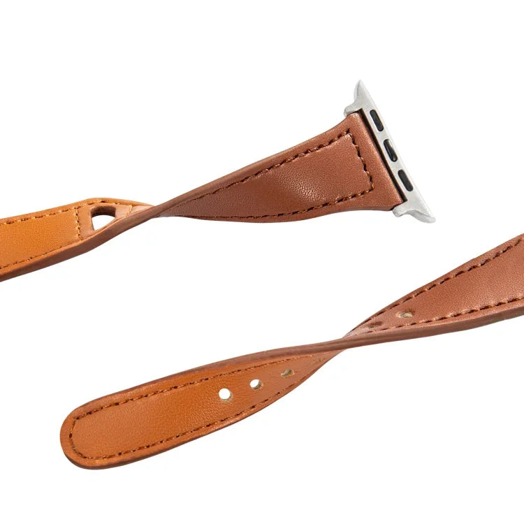 Universelles T-förmiges, dünnes Lederarmband mit umgekehrter Schnalle, für Apple Watch Ultra 49mm / Series 8&7 45mm / SE 2&6&SE&5&4 44mm / 3&2&1 42mm, für Apple Watch Series 8&7 41mm / SE 2&6&SE&5&4 40mm / 3&2&1 38mm