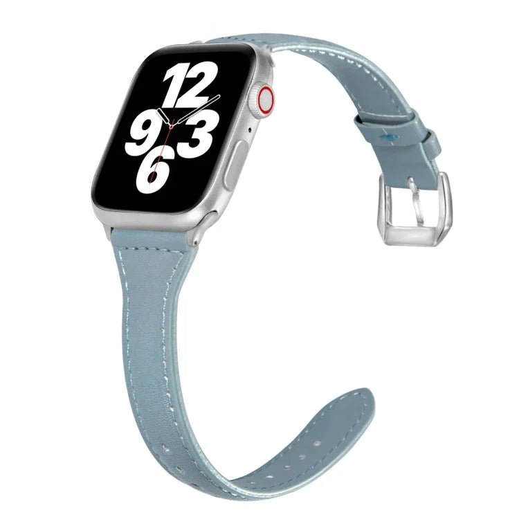 Universal T-shaped Thin Leather Watch Strap, For Apple Watch Series 7 45mm / 6 & SE & 5 & 4 44mm / 3 & 2 & 1 42mm, For Apple Watch Series 7 41mm / 6 & SE & 5 & 4 40mm / 3 & 2 & 1 38mm                                                                     ...